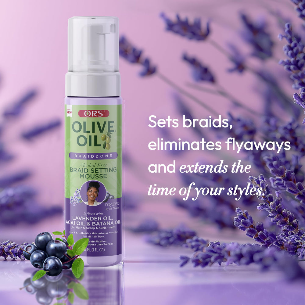 ORS Braidzone Mousse ideal for wigs and protective styles, sets braids under wear