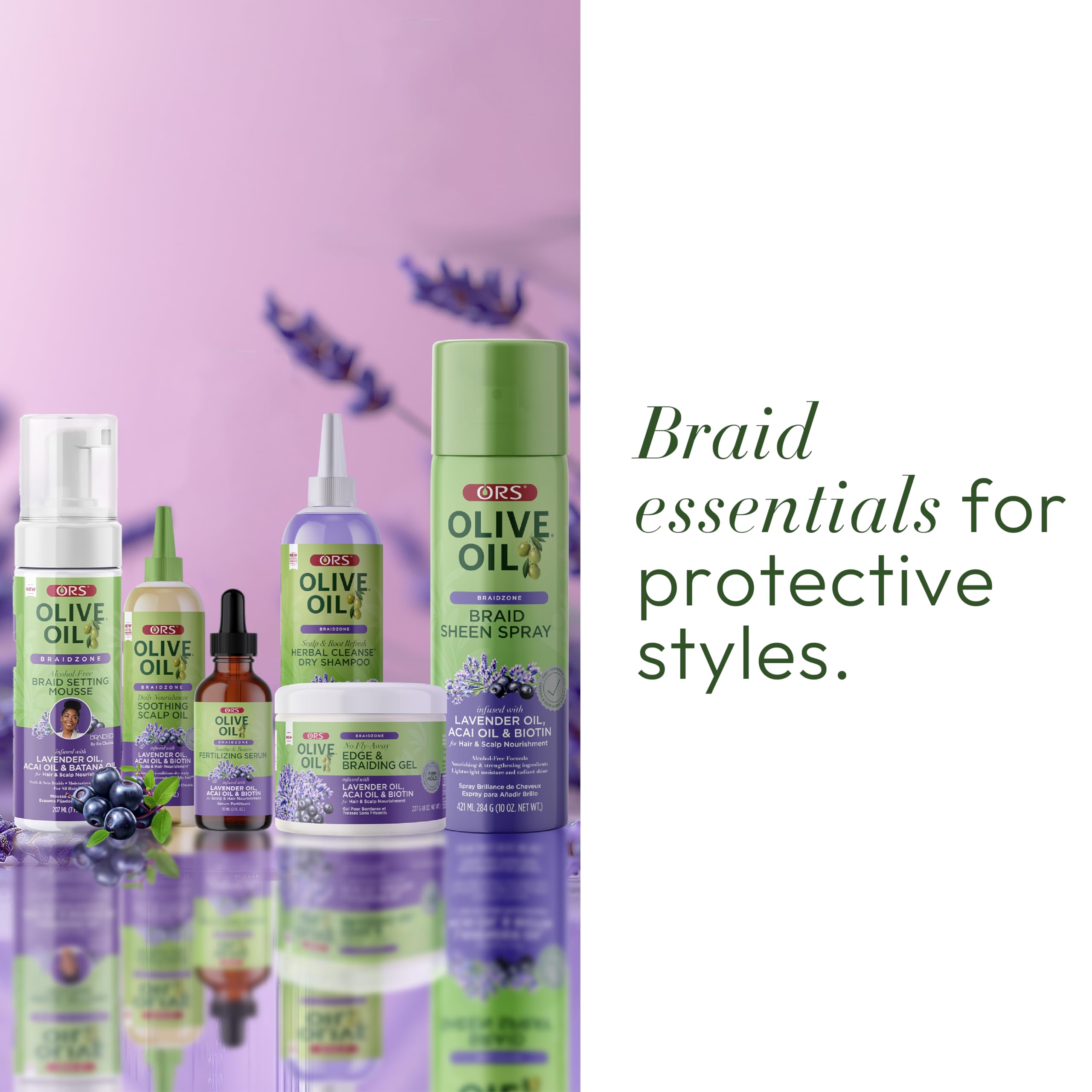 ORS Braidzone Mousse on textured hair provides quick on-the-go refresh