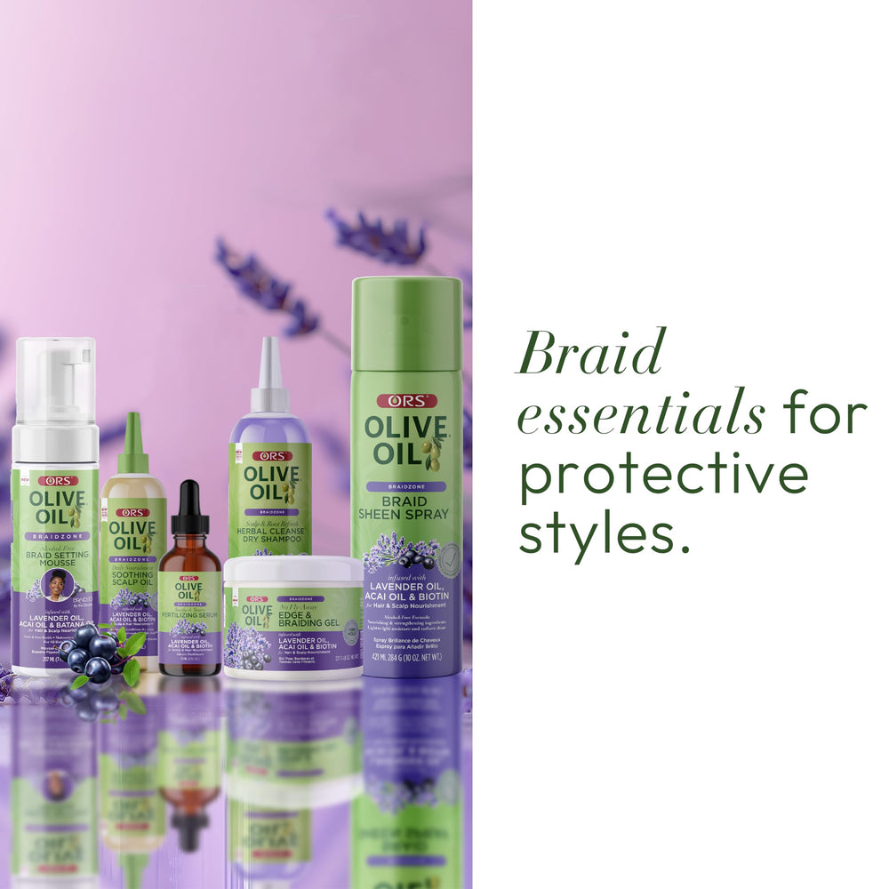 ORS Braidzone Mousse on textured hair provides quick on-the-go refresh