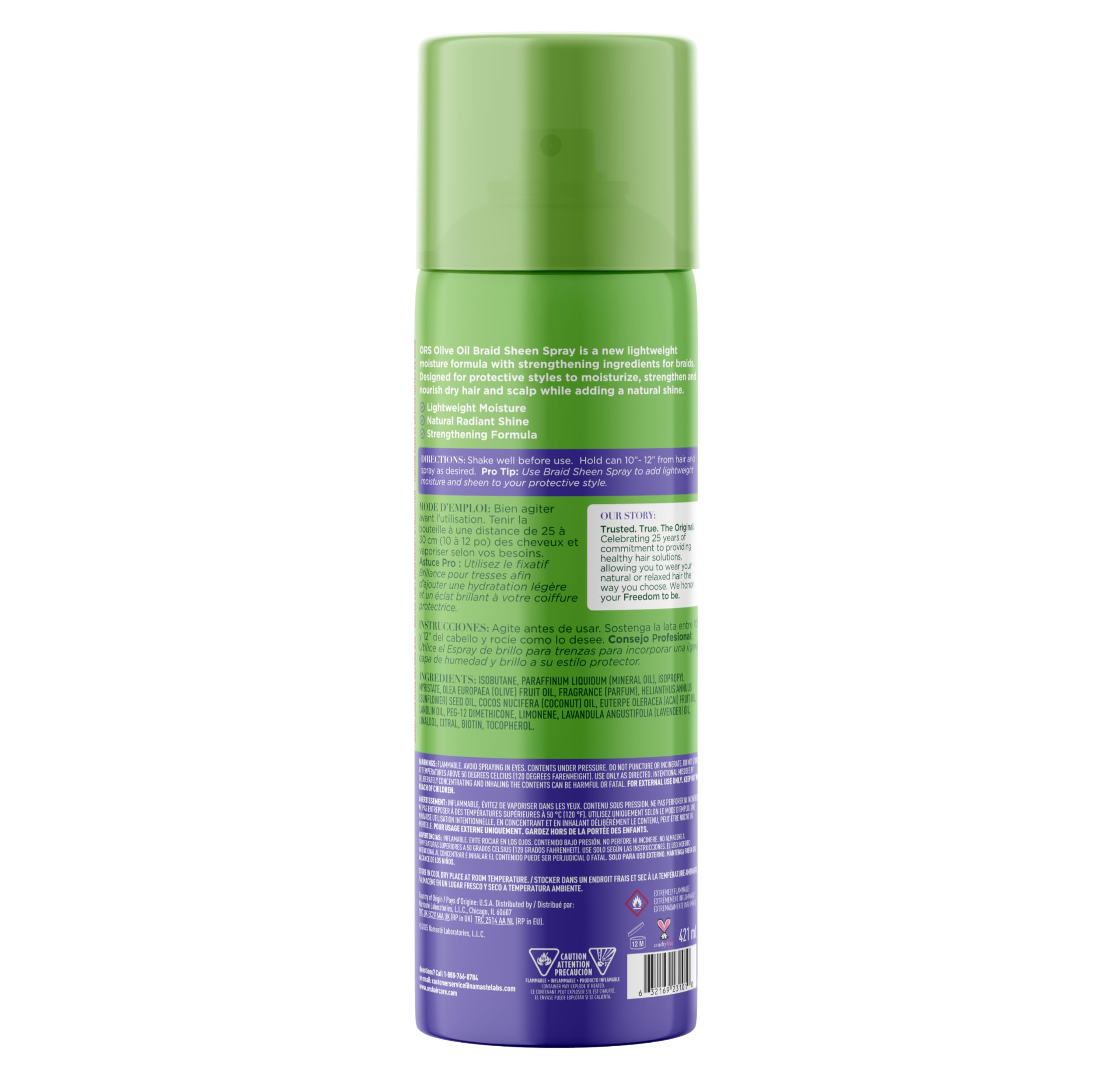 ORS Braidzone sheer mist closeup showing light hydration for braids