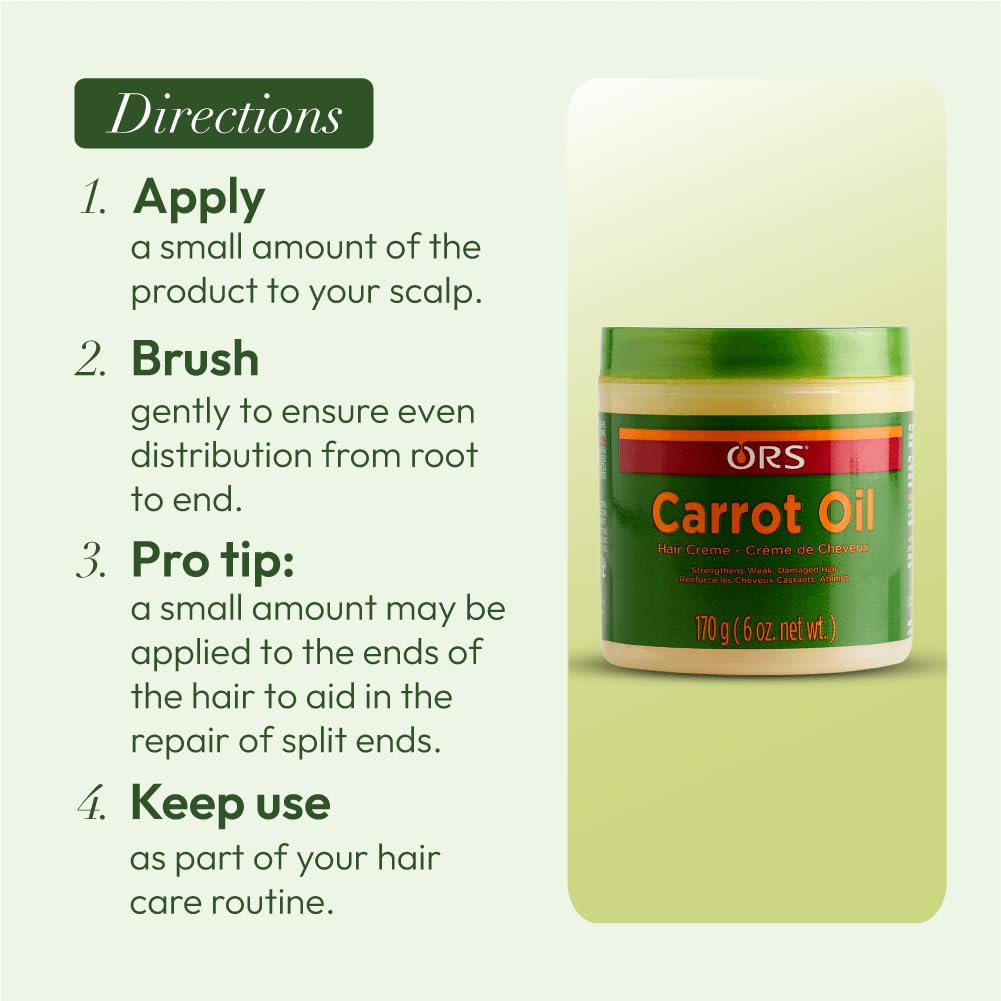 Ingredients note: beta-carotene and nettle in ORS Carrot Oil Hair Cream.