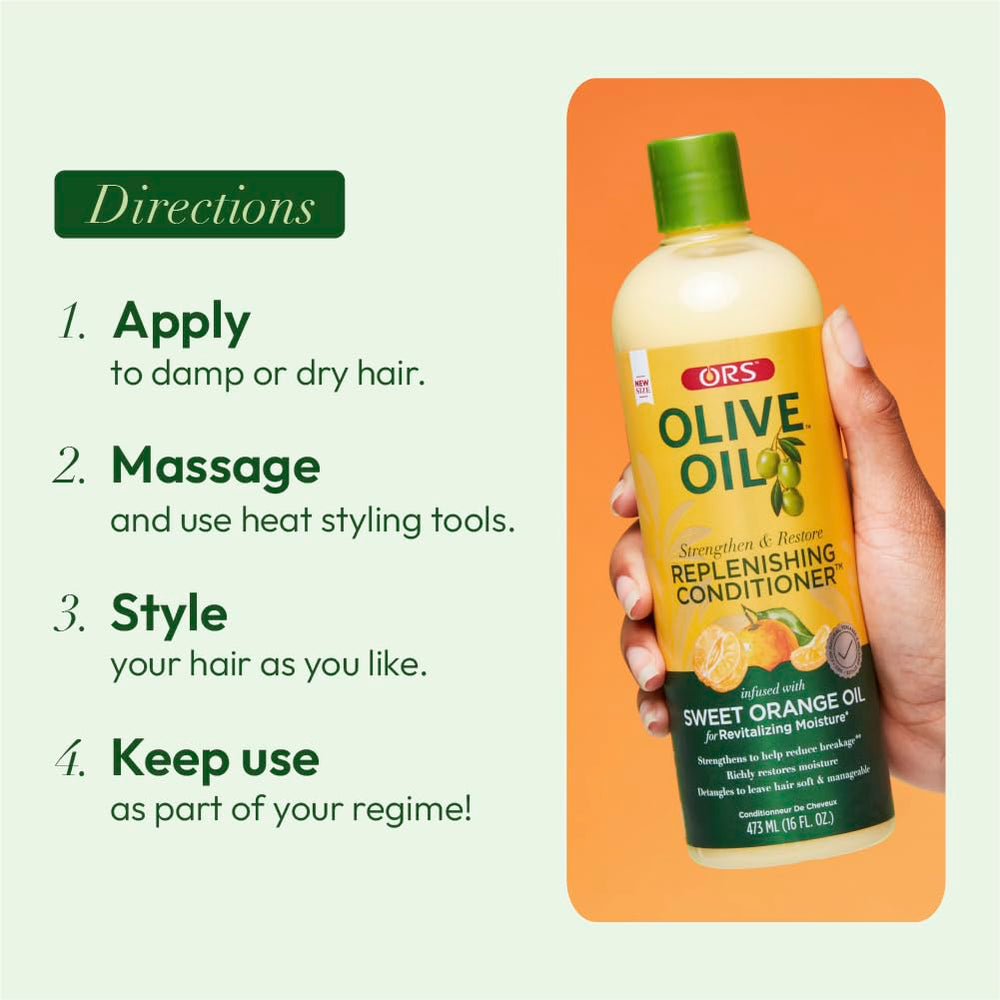 ORS Hair hydration after use closeup shows shine and softness.