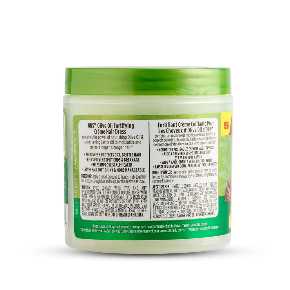 Hair with silky, shiny finish after using ORS Olive Oil Creme.