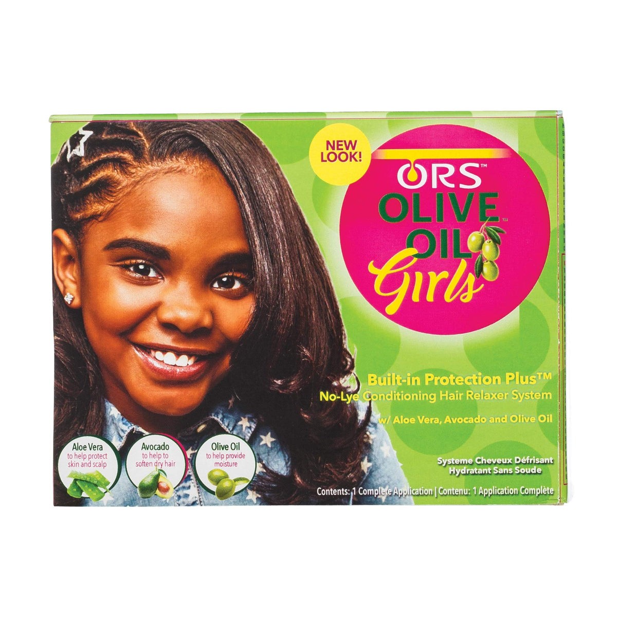 ORS Olive Oil Built-In Protection No-Lye Relaxer packshot highlights conditioning and protection during processing.