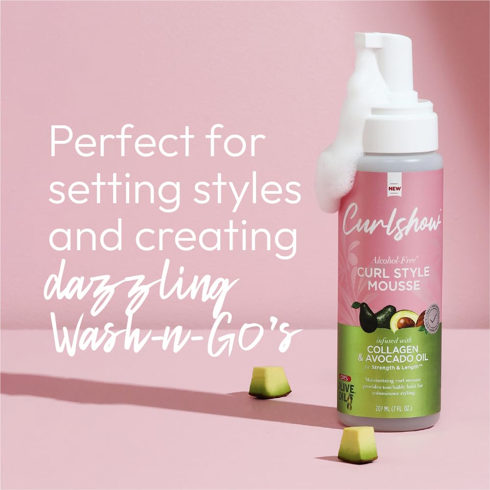 ORS Olive Oil Curlshow avocado oil drop demonstrating nourishing shine
