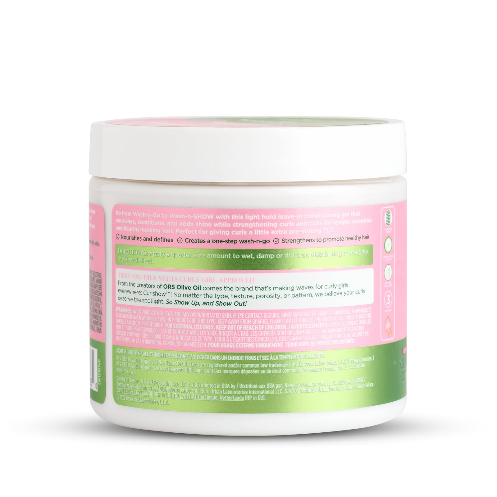 ORS Curlshow leave-in hair curls close-up emphasizes lightweight texture and natural bounce