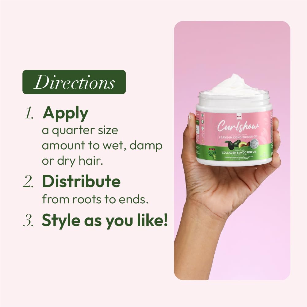ORS Curlshow leave-in packaging label communicates brand and ingredient highlights