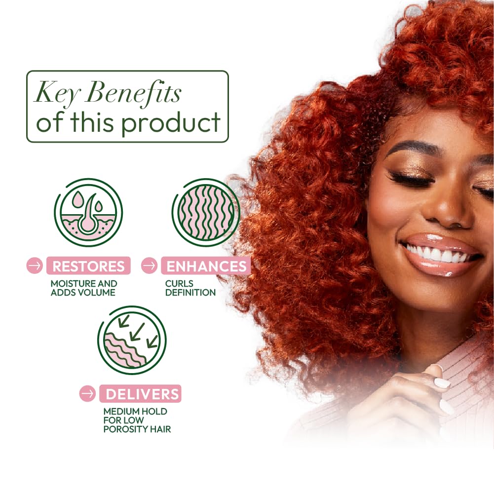 ORS Olive Oil Curlshow Milk moisture glow on frizz-free curls with shine