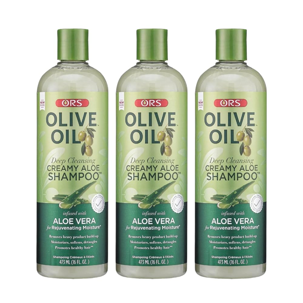 ORS Olive Oil Deep Cleansing Shampoo bottle highlights nourishing base for natural and relaxed hair.