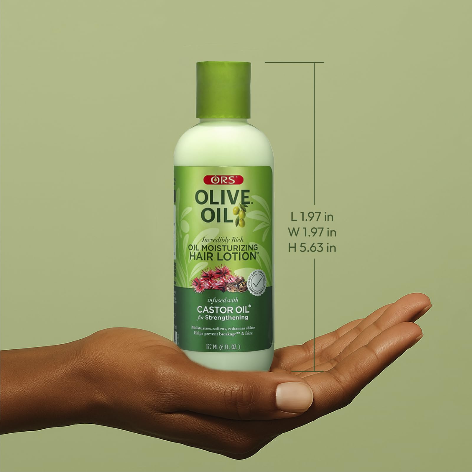ORS Olive Oil Incredibly Rich Hair Lotion application showing hair nourishment and heat protection