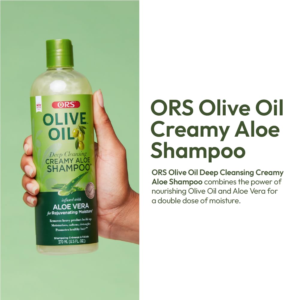 ORS Olive Oil Moisture Restore Shampoo detangles hair for smoother brushing.