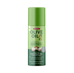 ORS Olive Oil Nourishing Sheen Spray bottle for everyday non-greasy shine and moisture balance.