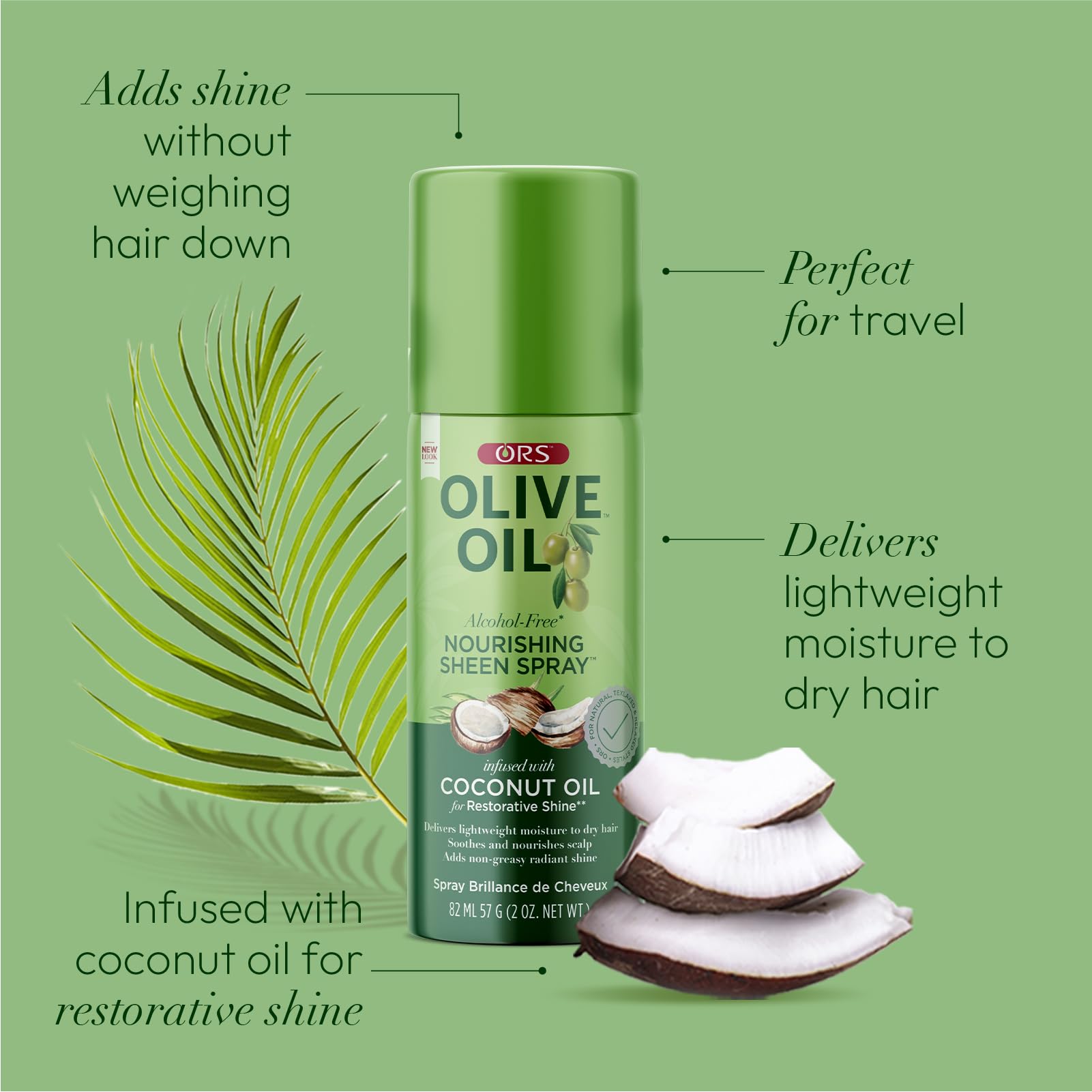ORS Olive Oil Nourishing Sheen Spray applied to braids for healthy-looking sheen.