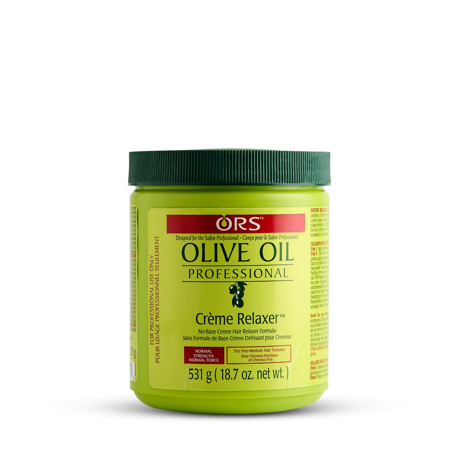 ORS Olive Oil Professional Creme Relaxer bottle shows premium packaging and smooth results