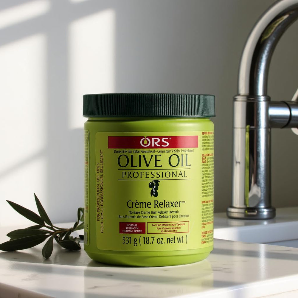 ORS Olive Oil Professional Creme Relaxer glossy finish image hints long-lasting shine