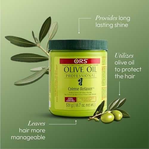 ORS Olive Oil Relaxer packaging closeup highlighting olive oil protection during application