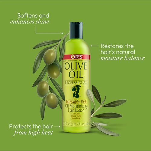 ORS Olive Oil Professional Rich Oil label emphasizes nourishing blend for smoother strands