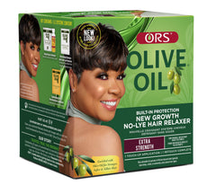 ORS Olive Oil Relaxer packaging with built-in protection for gentle touch-ups.