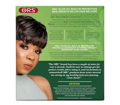 ORS Olive Oil Relaxer tube closeup shows moisturizing protection during use.