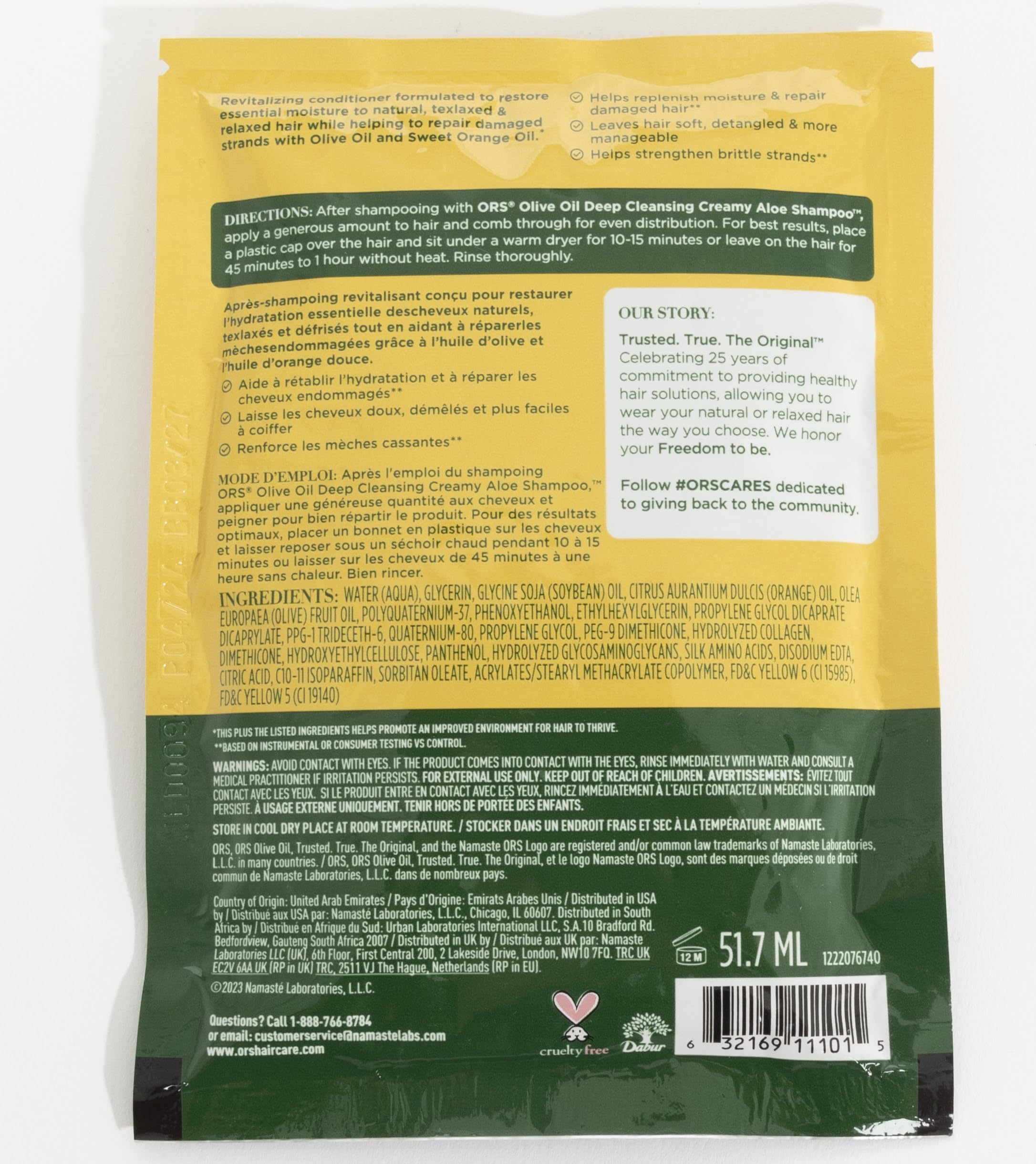 ORS Travel-size conditioner packet ready for on-the-go styling