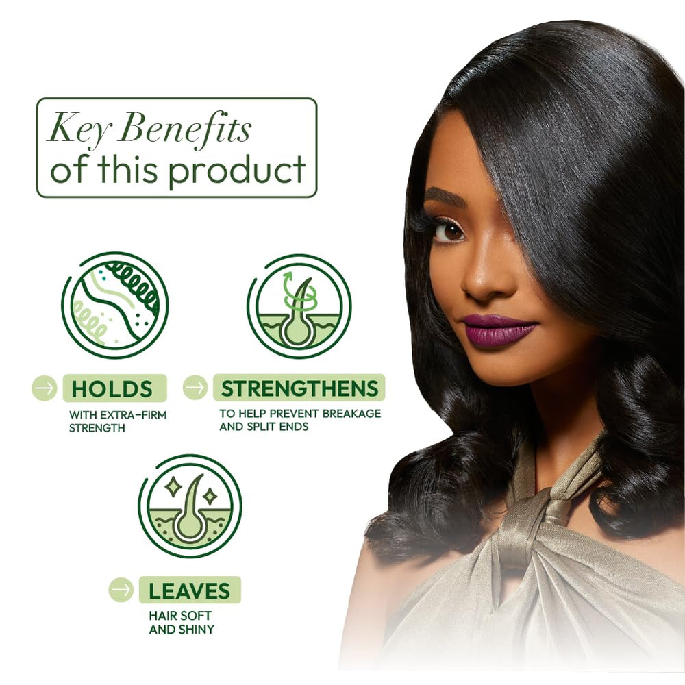 ORS Style & Sculpt Edge Gellie on model hair demonstrates firm hold.