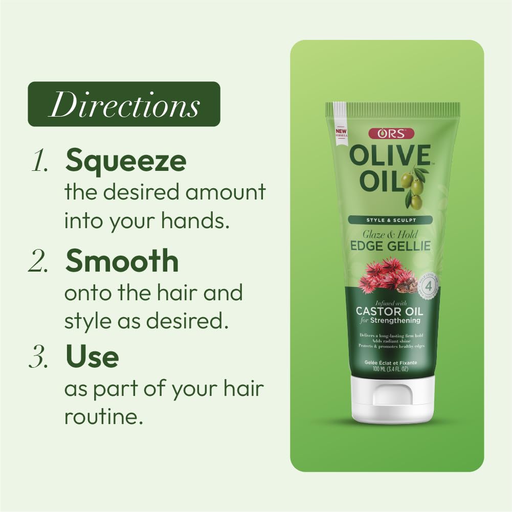 ORS Style & Sculpt Edge Gellie ingredients highlight castor oil.