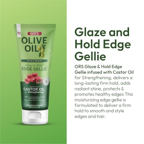 ORS Style & Sculpt Edge Gellie long-lasting shine shown on styled edges.