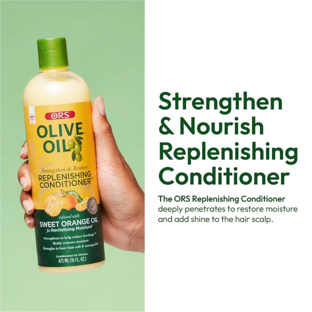 ORS Sweet Orange Oil Conditioner foil-pack highlights fragrance and moisture boost.