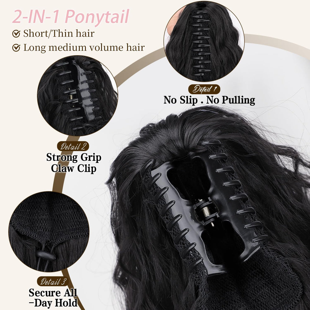 ORSUNCER clip comb provides secure hold to keep the ponytail in place