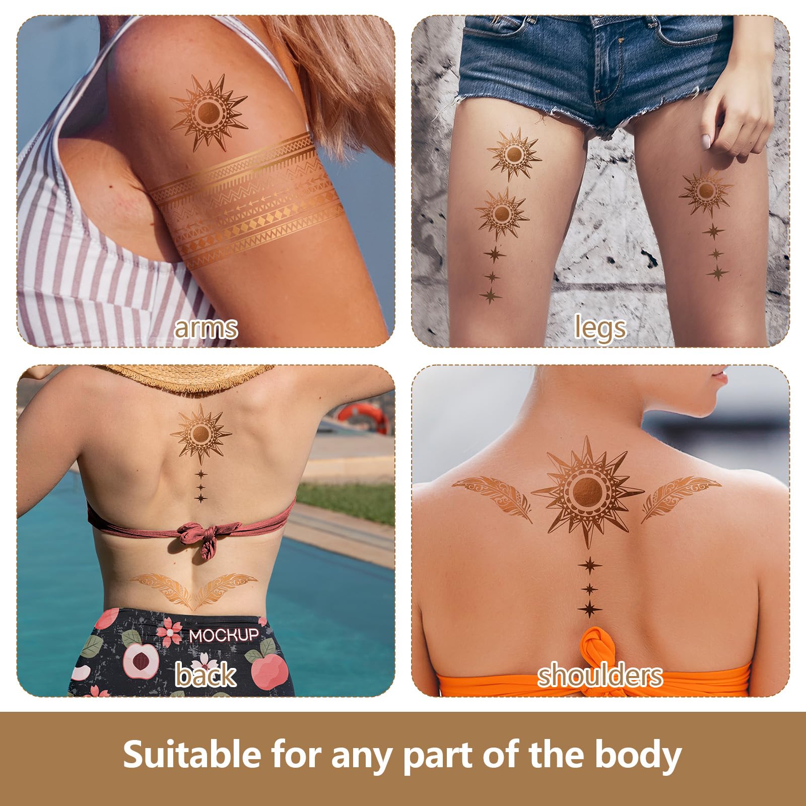 Oruola gold tattoo wedding look on wrist for subtle shine