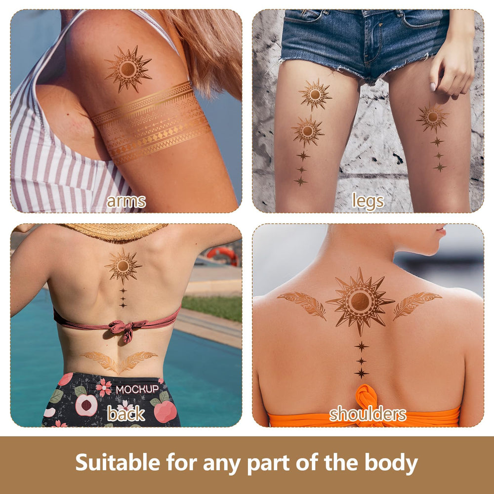 Oruola gold tattoo wedding look on wrist for subtle shine