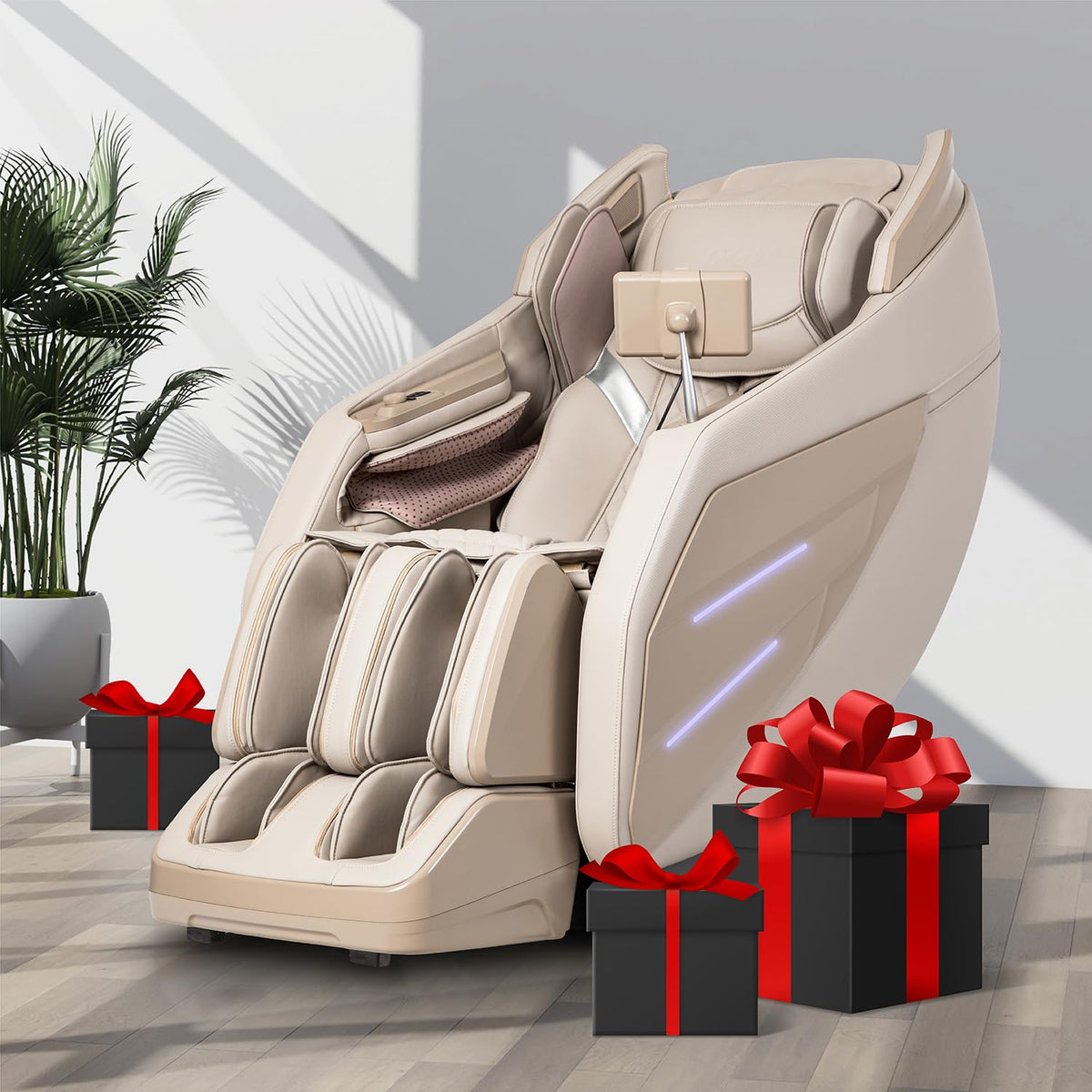Osaki OS-3D Champ II taupe front view for full-body relaxation