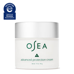 Close-up of OSEA cream texture demonstrating silky consistency for easy application.