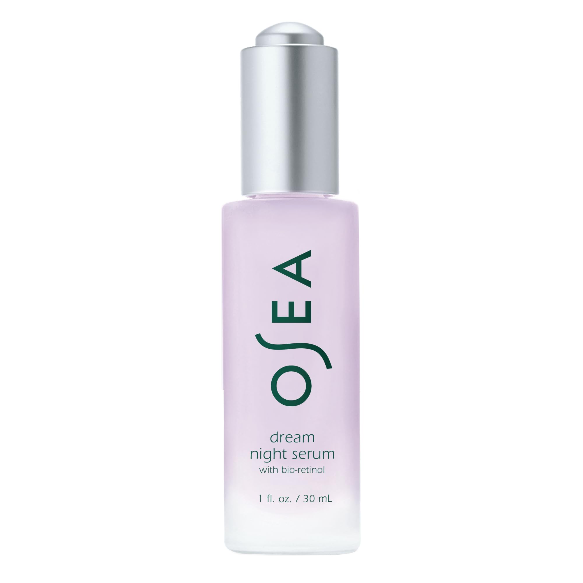 OSEA Dream Night Serum bottle closeup highlighting premium packaging for overnight care.