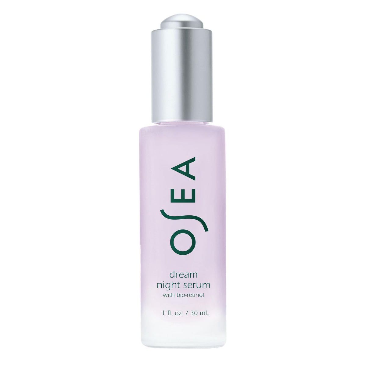 OSEA Dream Night Serum bottle closeup highlighting premium packaging for overnight care.