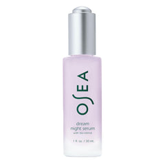OSEA Dream Night Serum bottle closeup highlighting premium packaging for overnight care.