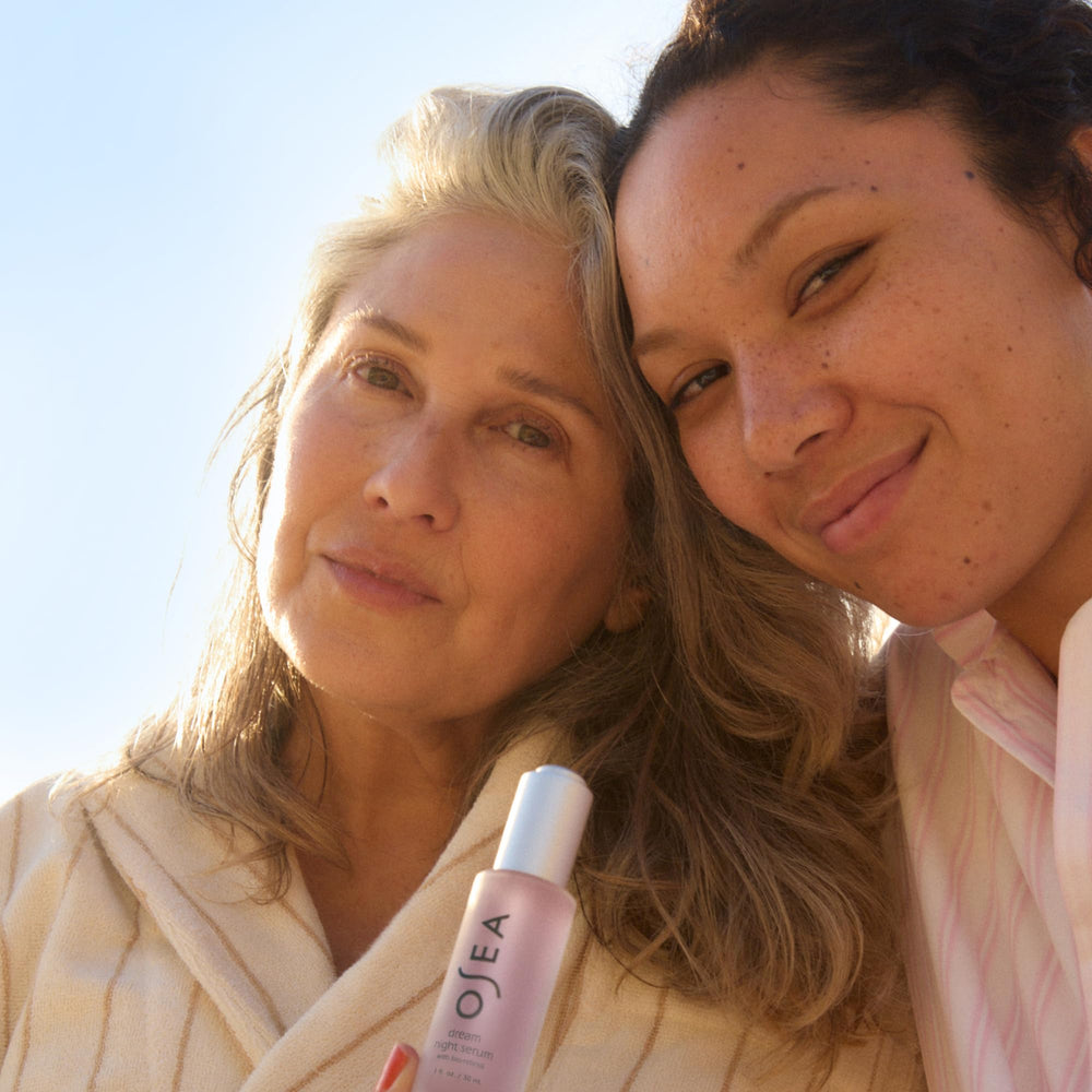 Texture on skin with OSEA Dream Night Serum shows hydrated, radiant finish.