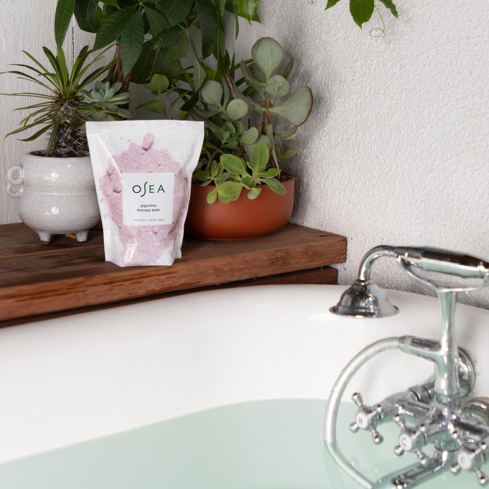 OSEA Gigartina Therapy Bath Soak mineral-rich bath invites hydrating spa-like relief.