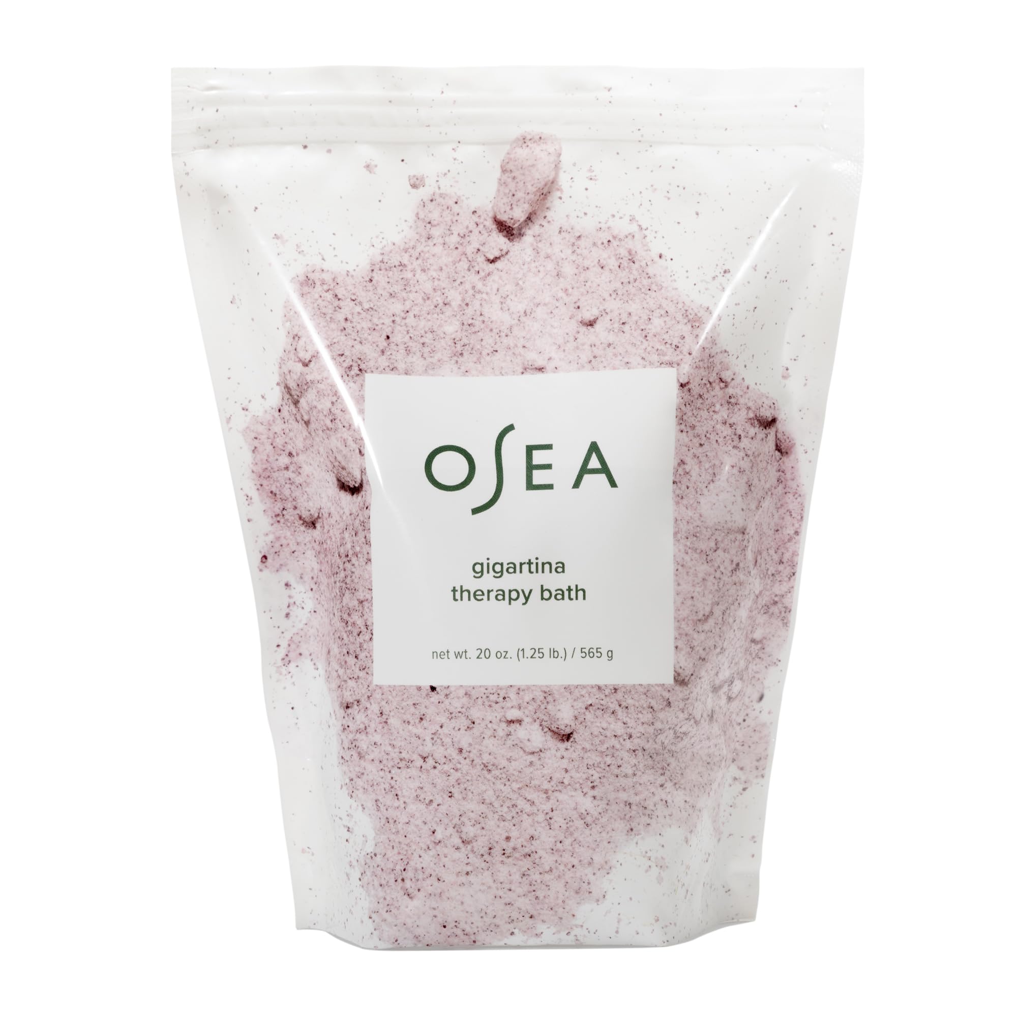 OSEA Gigartina Therapy Bath Soak packaging highlights clean beauty branding and vegan formula.