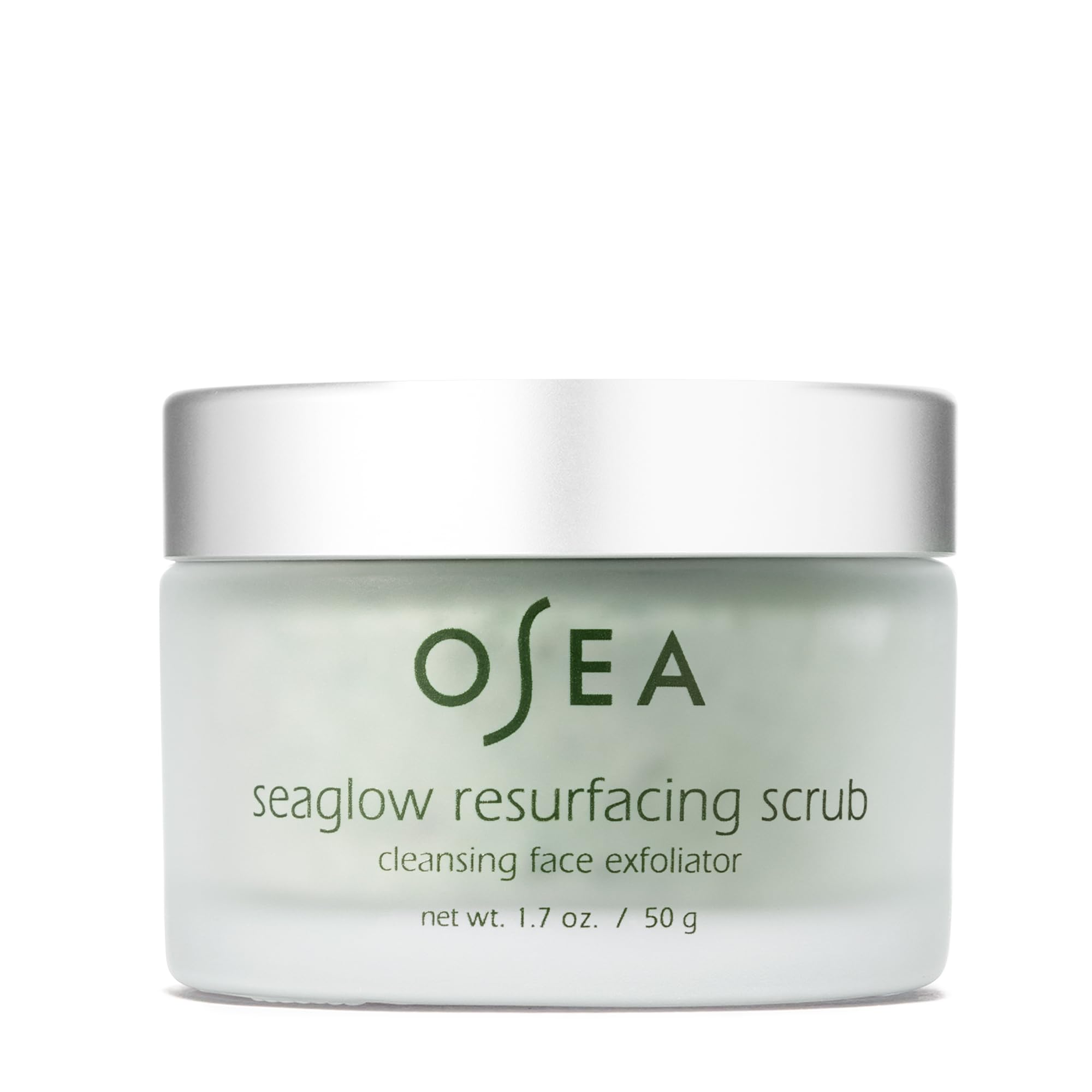 OSEA Seaglow bottle close-up shows exfoliating cleanser formula.