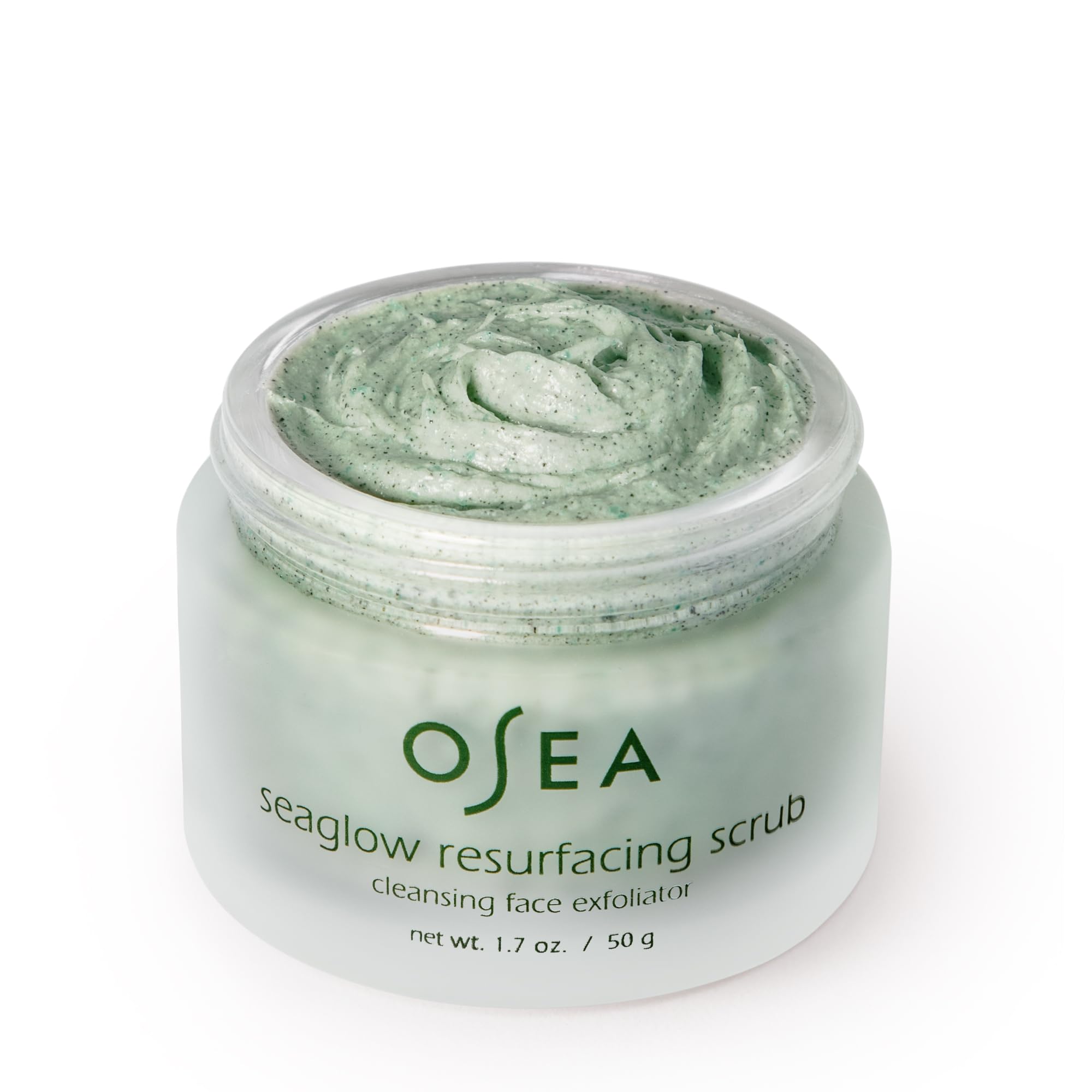 Texture close-up of OSEA Seaglow scrub highlighting gentle exfoliation.