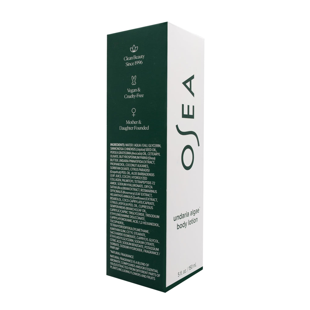 Lifestyle shot of OSEA lotion ready to be added to a skincare routine