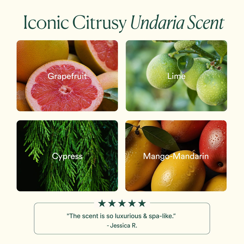Citrus notes from OSEA Undaria Algae Body Wash with grapefruit and mandarin