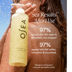 Creamy lather forms with OSEA Undaria Algae Body Wash for gentle cleansing