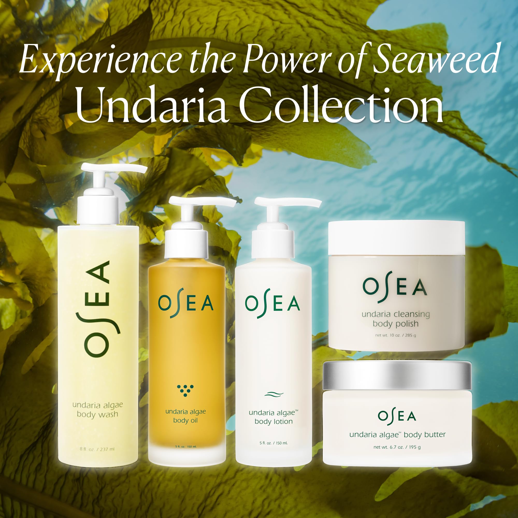 OSEA Undaria fragrance-free bottle packaging emphasizes hypoallergenic formula