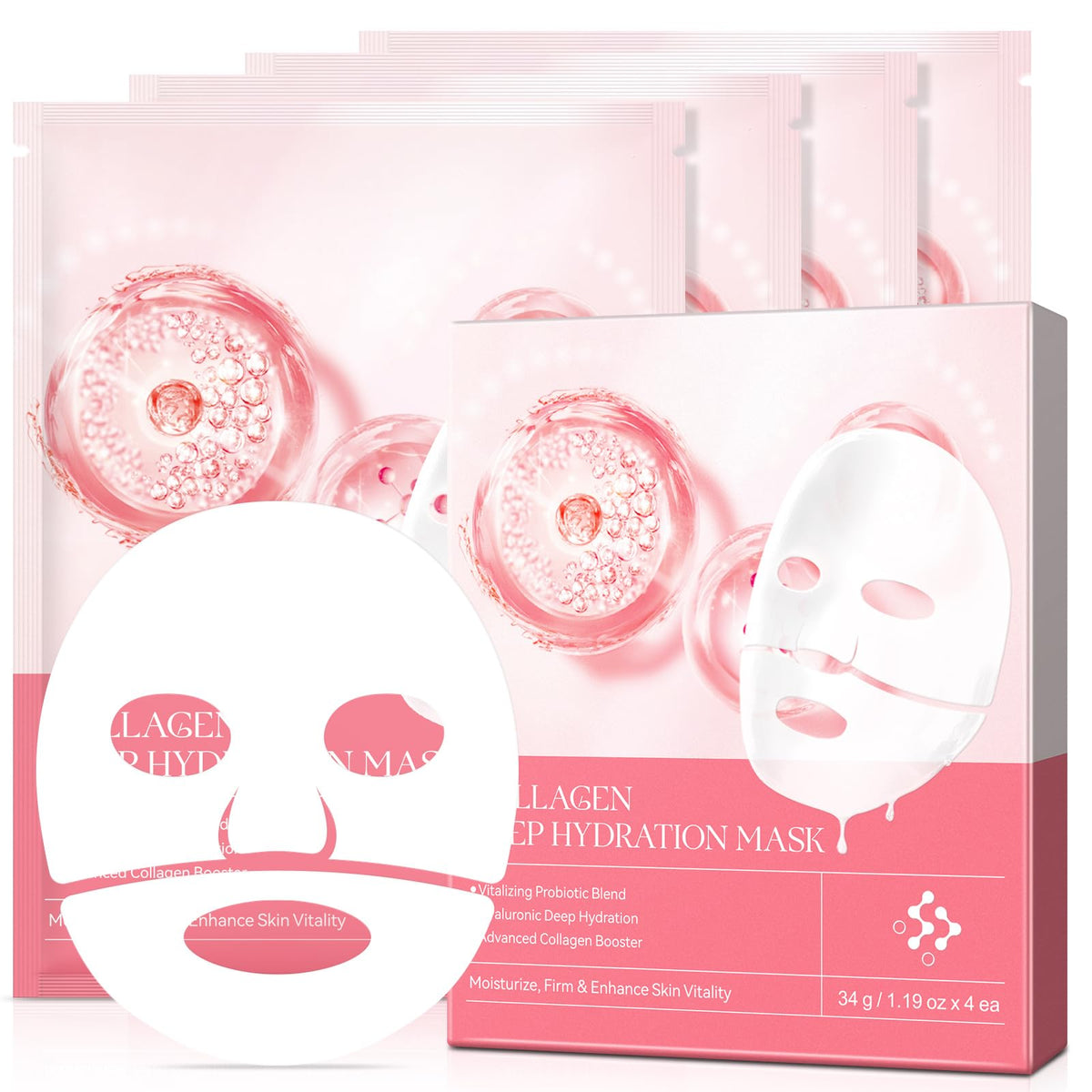 O.SECERT pink packaging for collagen face mask, premium at-home skincare.
