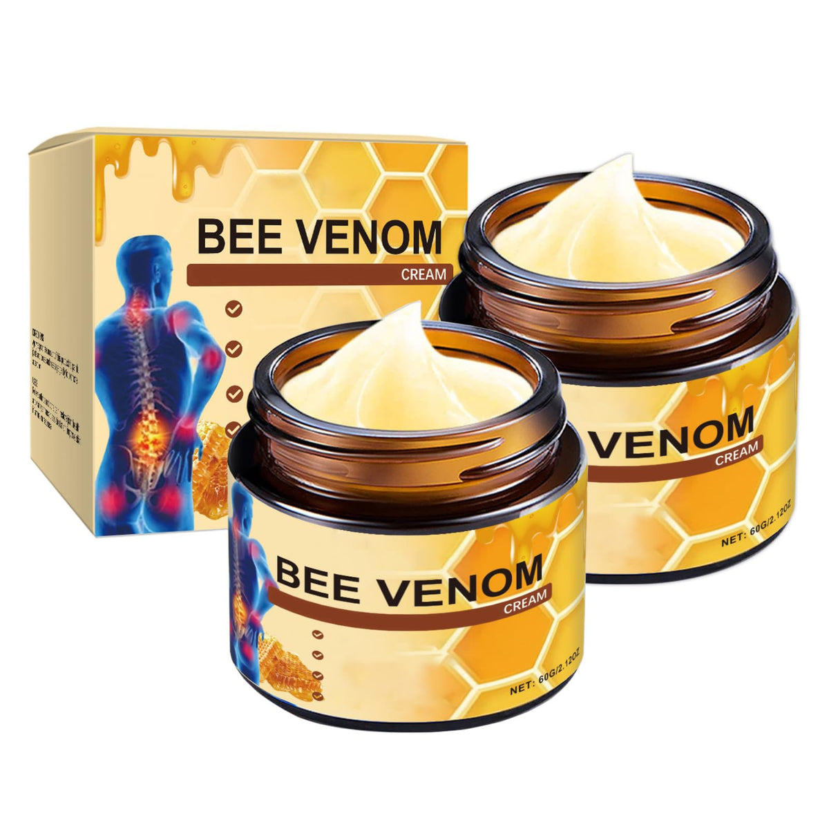 OSFRIAGE Bee Venom Joint Gel jar showing natural ingredients for joint support.