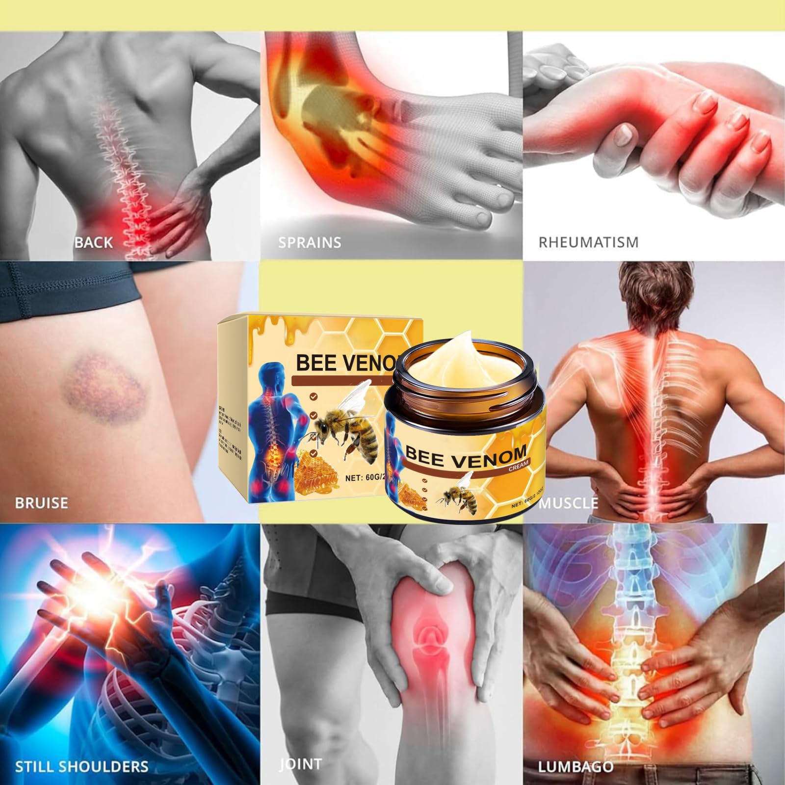 Applying OSFRIAGE Bee Venom Joint Gel to a knee during massage.
