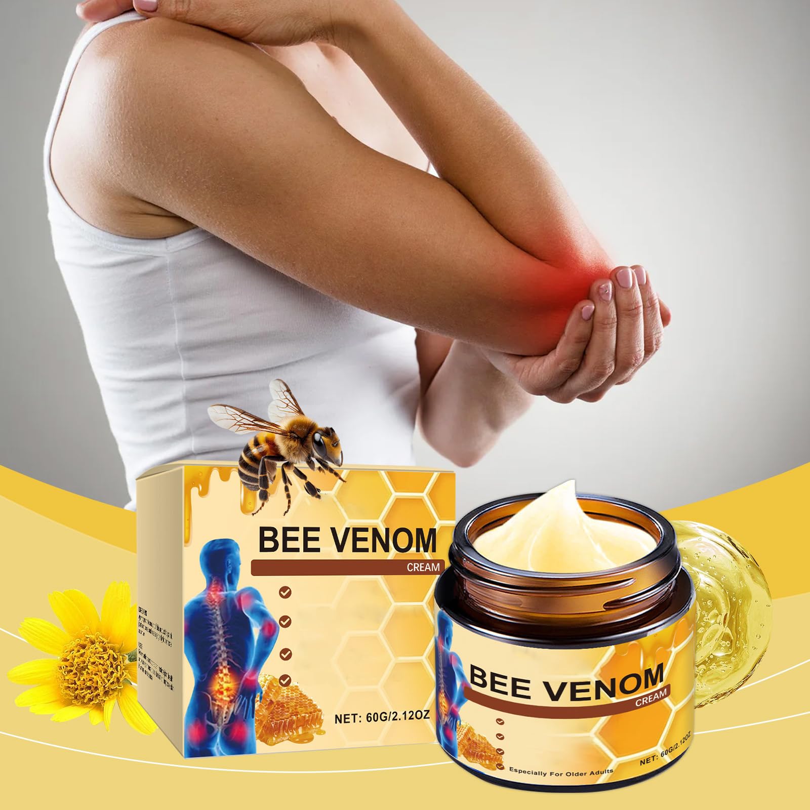 OSFRIAGE Bee Venom Joint Gel label close-up for easy reference on ingredients.