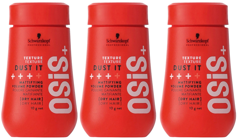 OSiS+ Dust It bottle close-up for matte texture and long-lasting control.